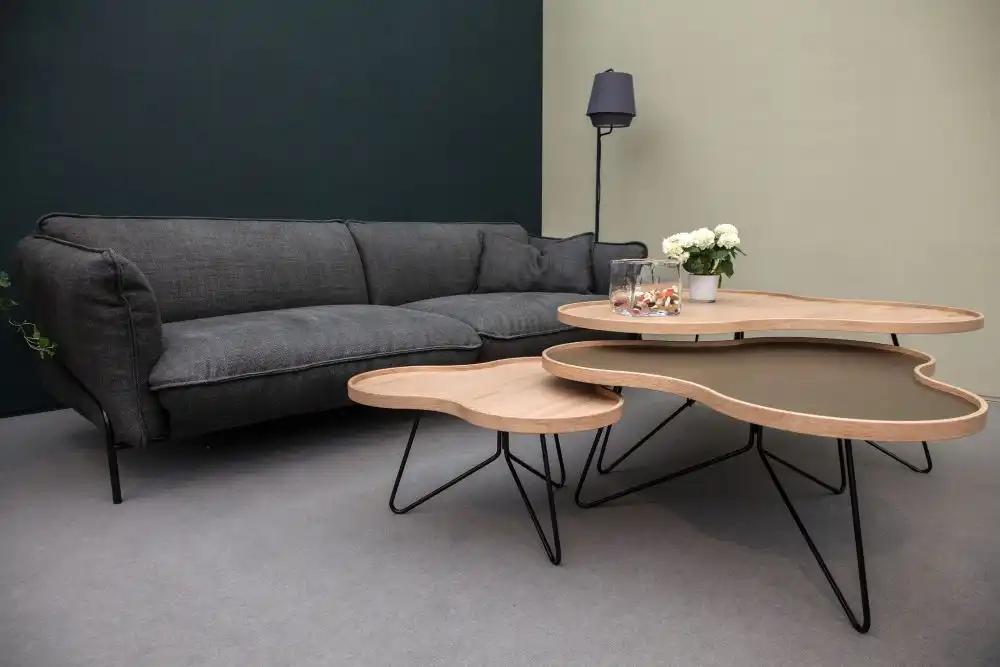 Living room coffee table with hairpin legs