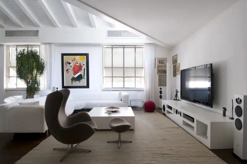 Living room egg chair with ottoman