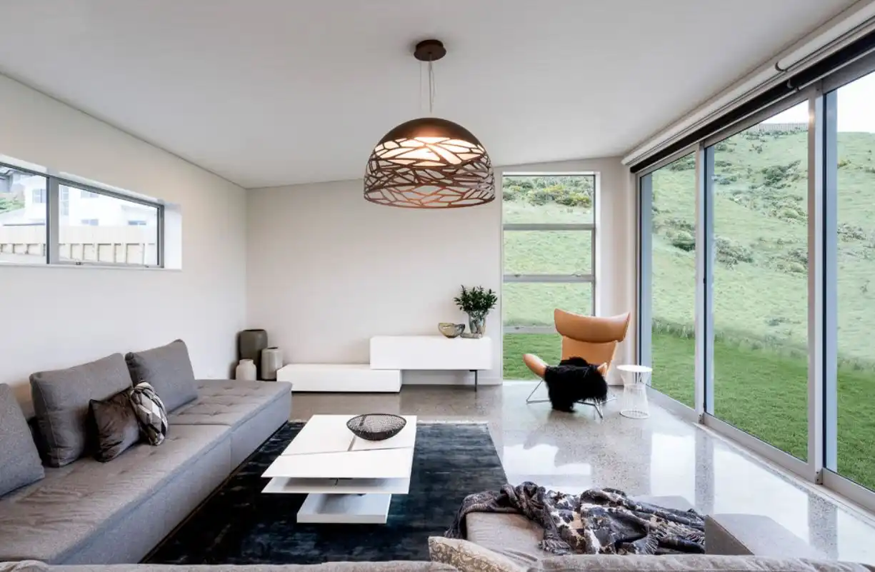 Living room featuring terrazzo floor
