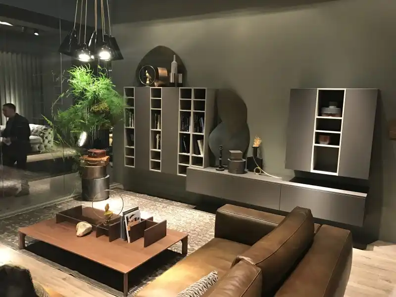 Living room floating cabinets wall decor