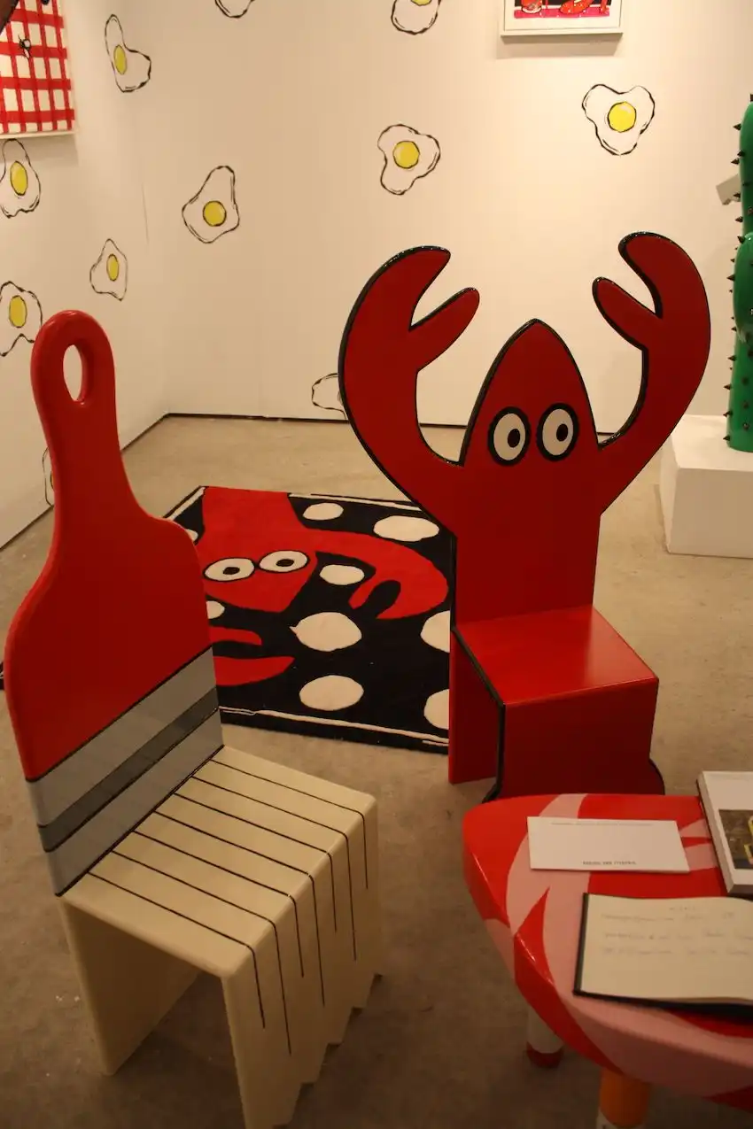 Lobster and paintbrush chairs