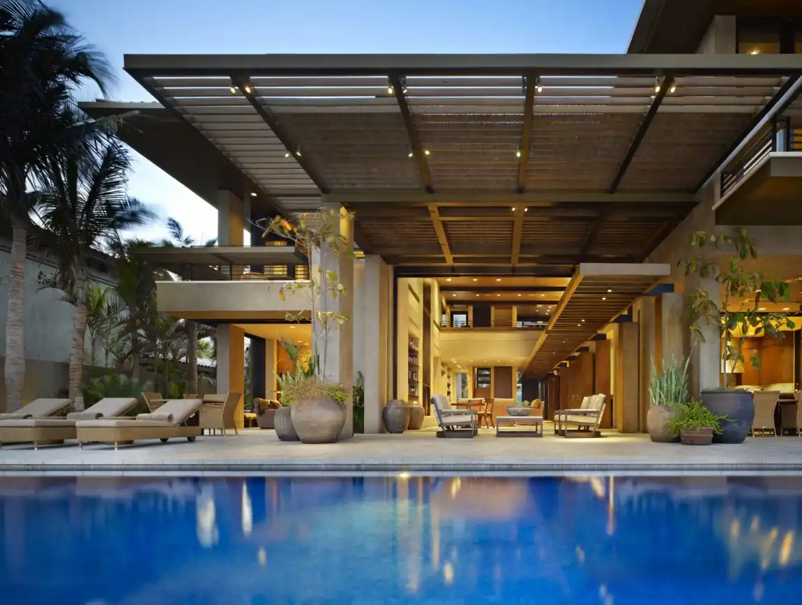 Long and Large pergola Mexico Residence by Olson Kundig Architects