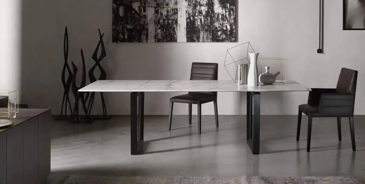 Louise black leather modern dining chairs