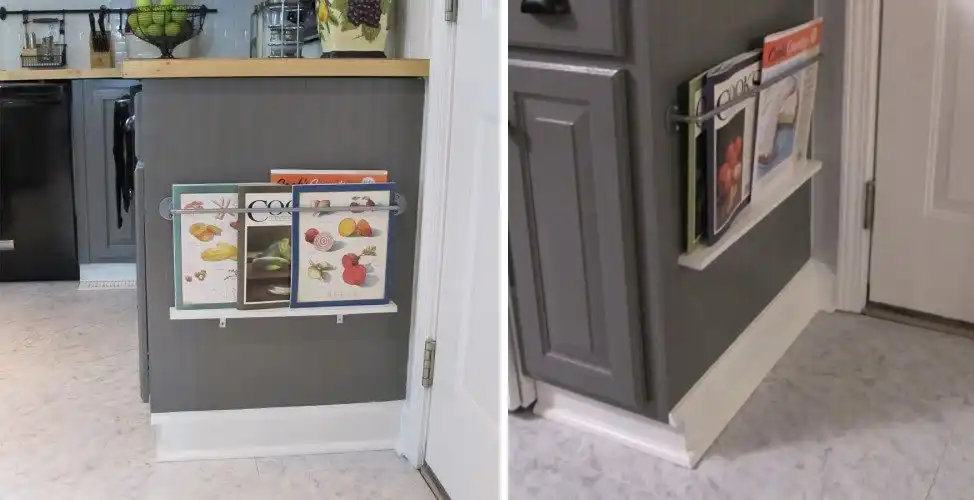 Lower cabinet magazine rack