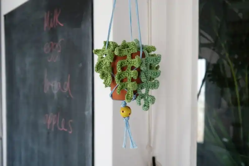 Macrame crochet hanging pot