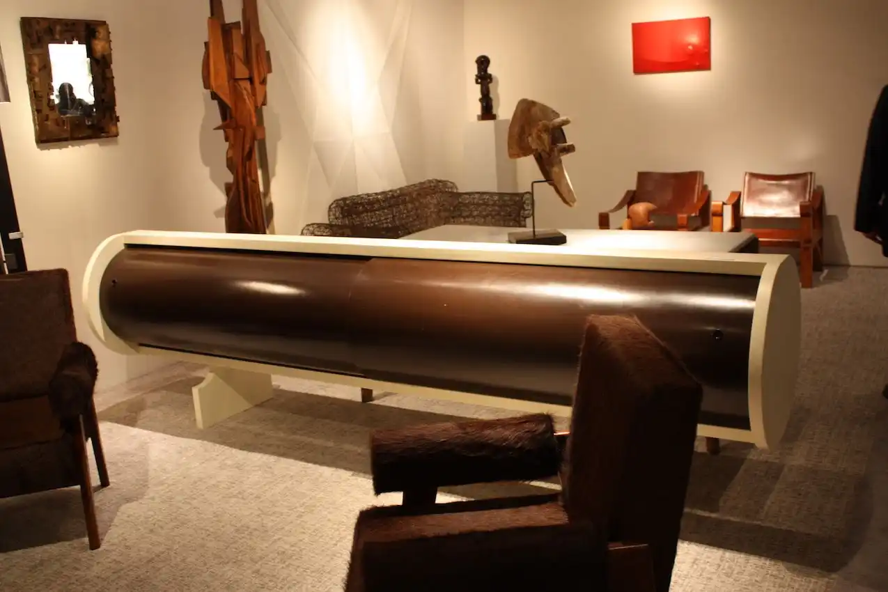 This is an eclectic piece for a contemporary or mid-century style room.