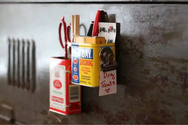 Magnetic cans into kitchen storage