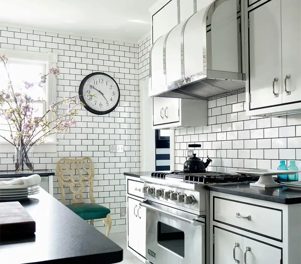 Make a contrast with subway tiles
