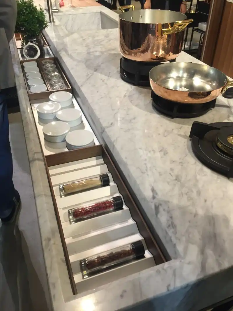 Marble countertop with built in space for spices