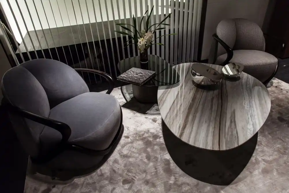 Marble top coffee table for reading nook