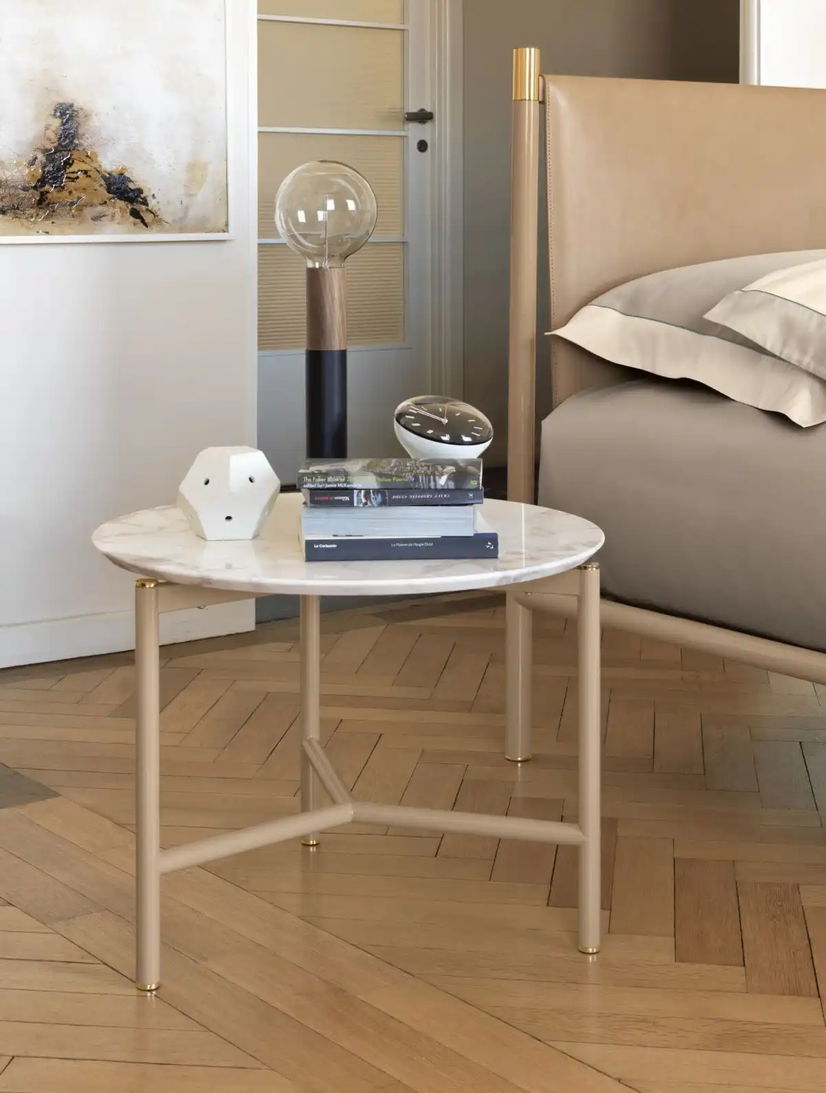 Marble top small orund coffee table
