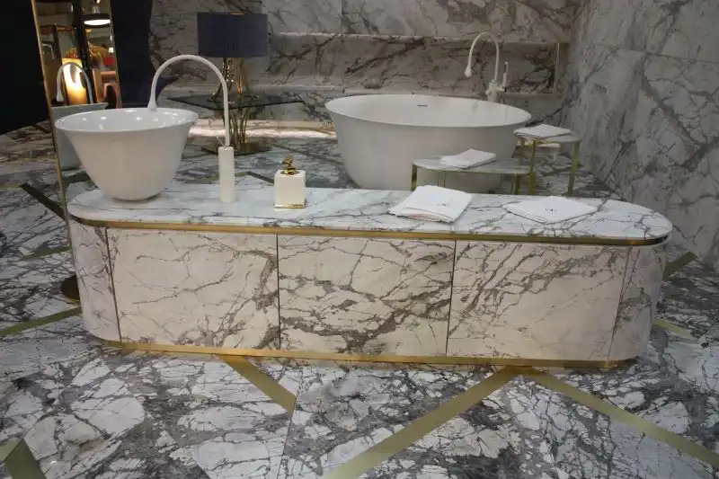 Marble with grey and gold accents