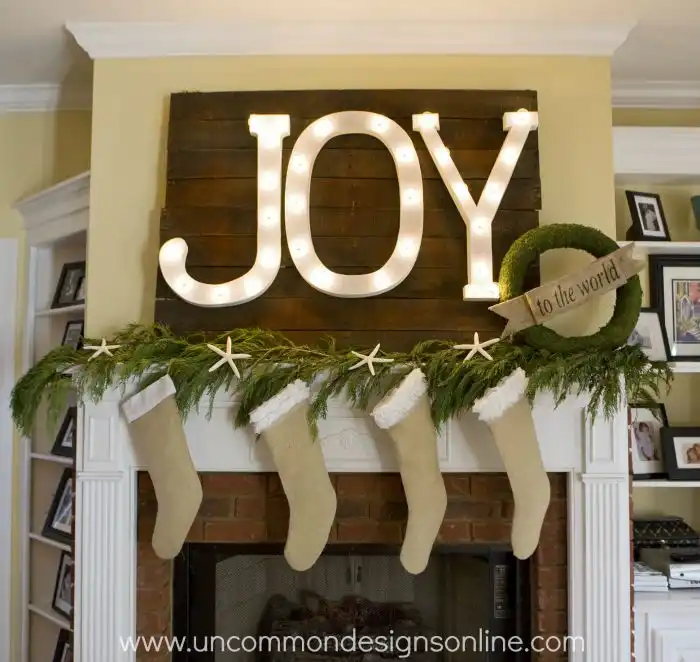 Marquee christmas mantel
