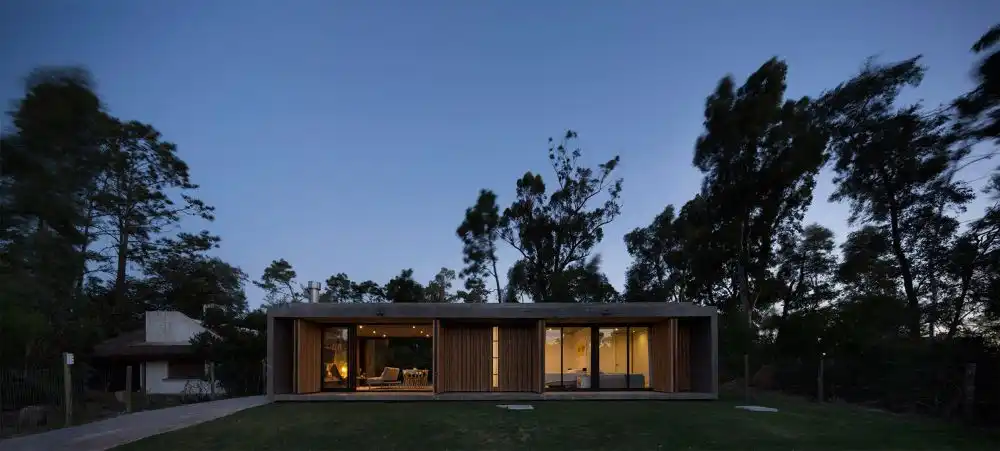 The wooden panels can be opened up in sections so only certain areas are exposed to the exterior
