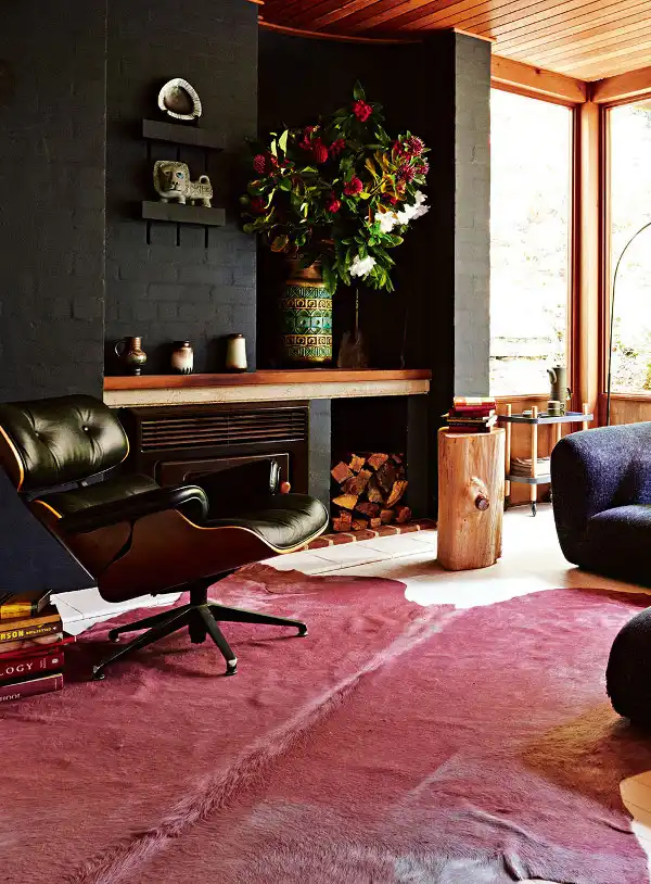 Masculine living room with eames lounge chair
