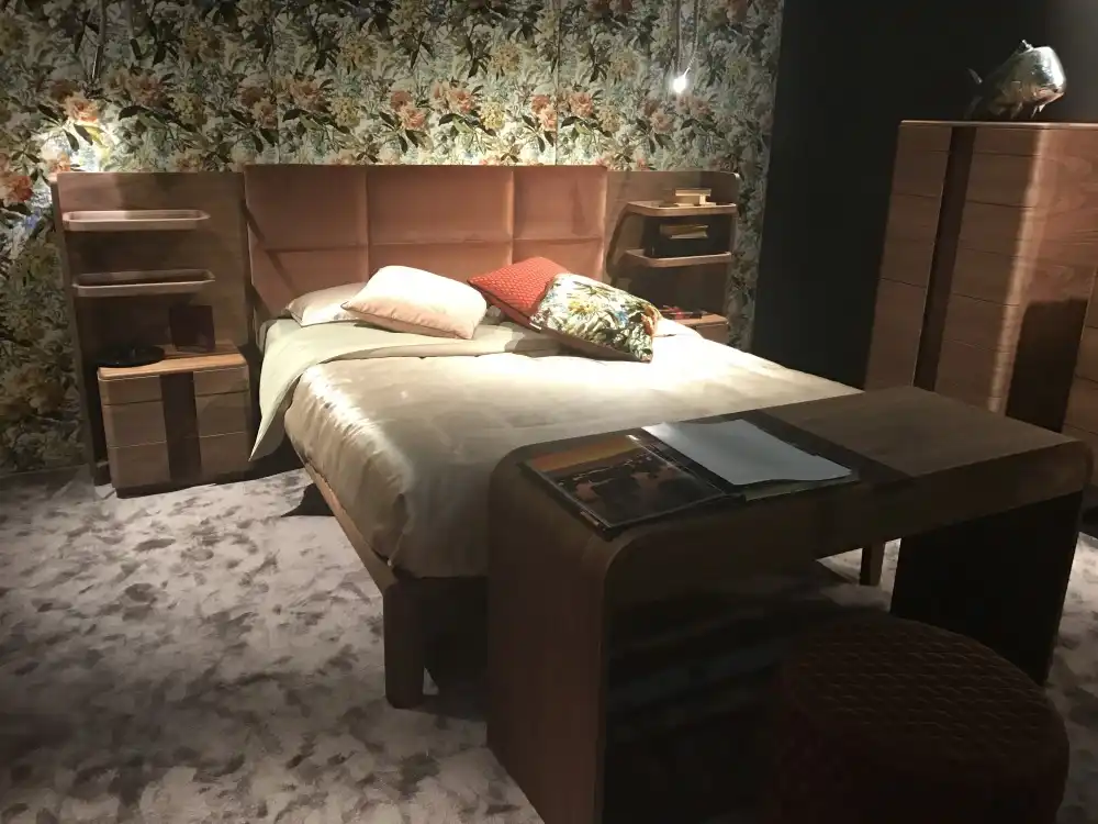 Master bedroom decor headboard with shelves