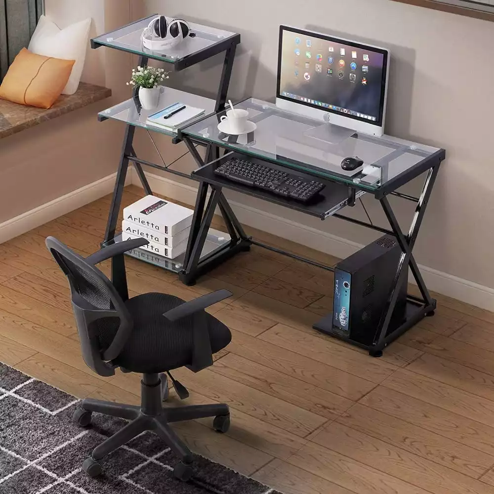 Mecor Glass Computer Desk Laptop Table