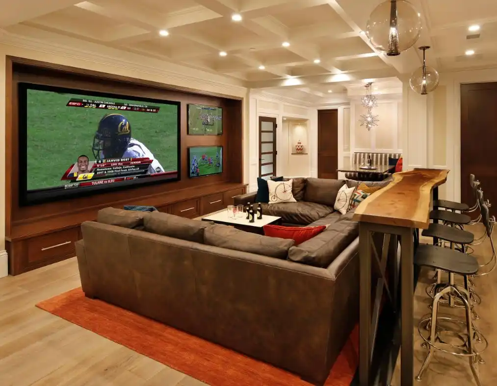 Media room with high standing table
