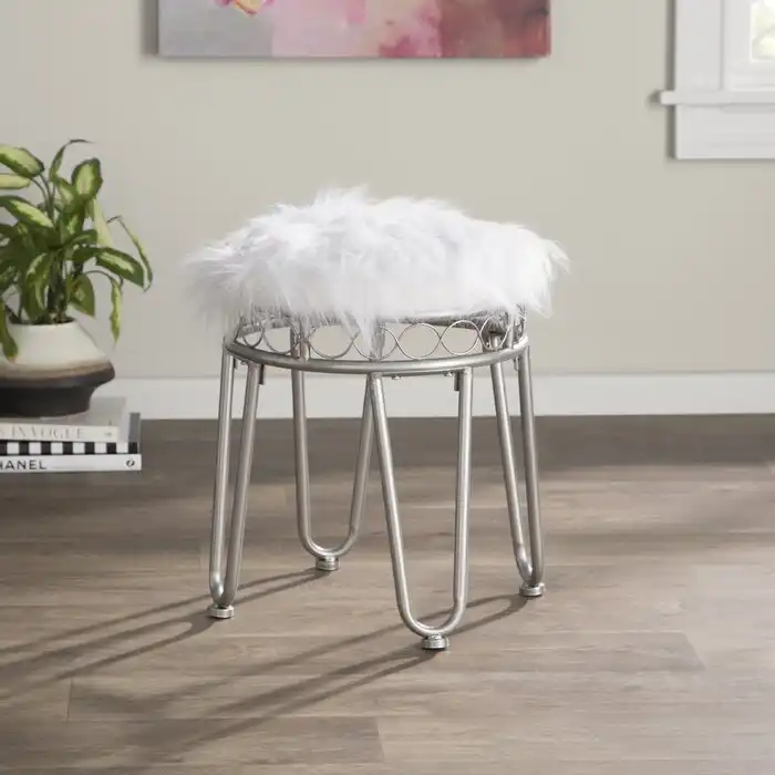Metal Vanity Stool with Hairpin Legs