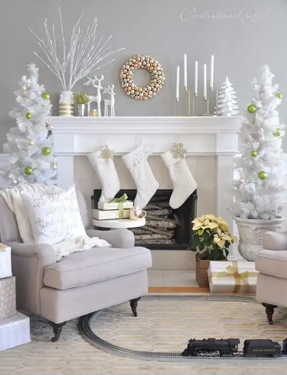 Metallic christmas mantel