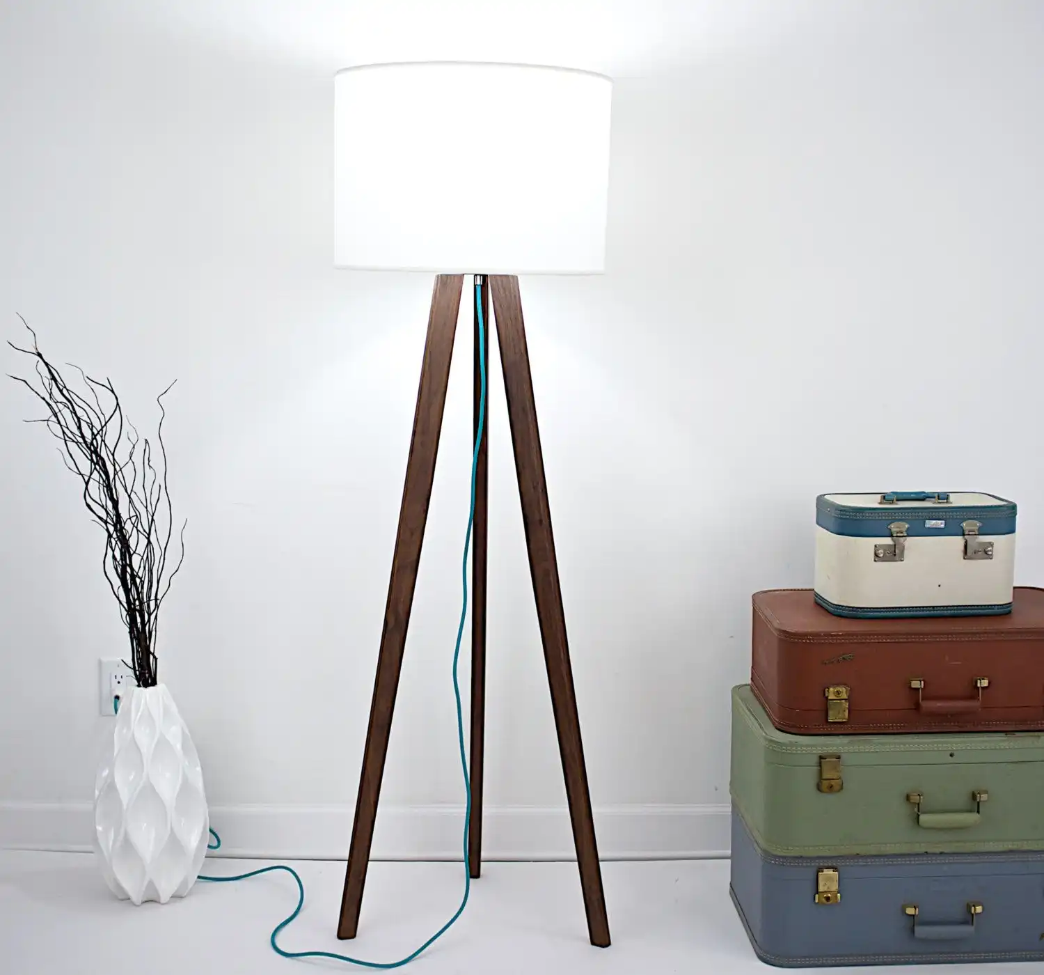 Mid century inspired tripod floor lamp