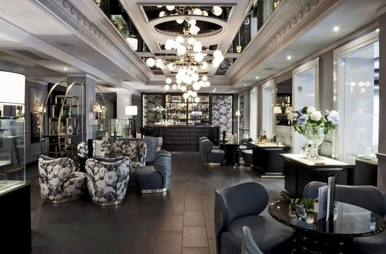 Shades of gray with a touch of muted floral still portray a masculine vibe.