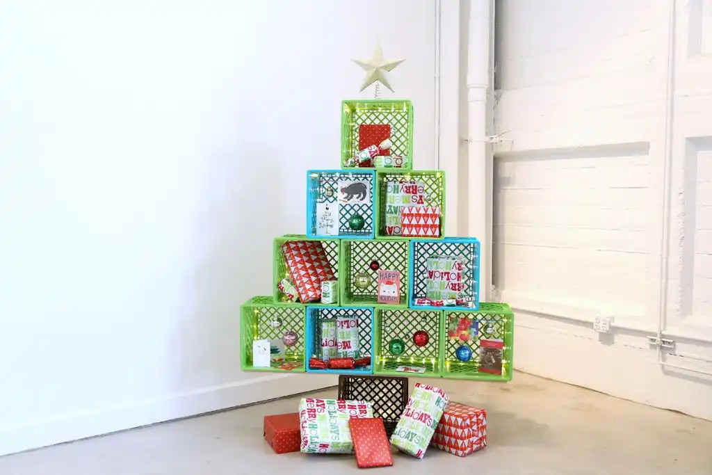 Milk plastic crates Christmas Tree