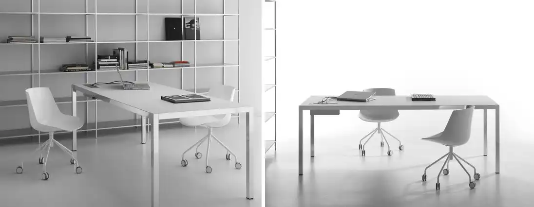 Minimalist desk system with cable organization