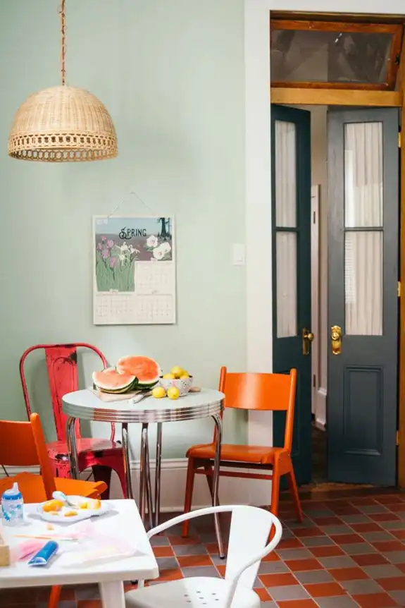 Mint Green and Orange