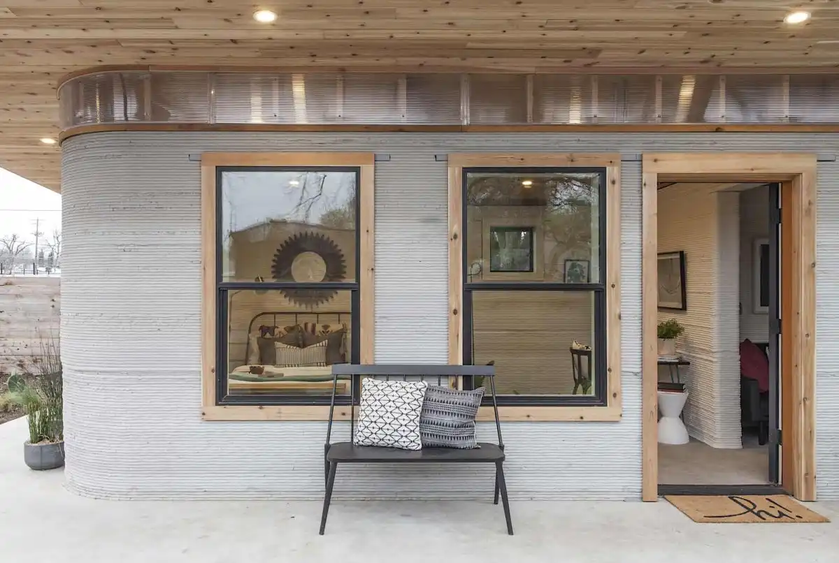 Modern 3D printed home by Icon design details
