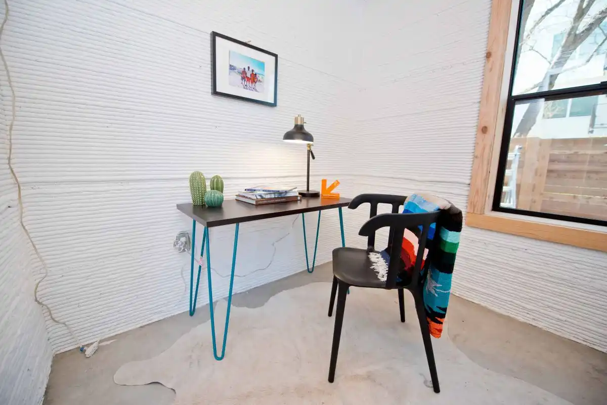 Modern 3D printed home by Icon - desk