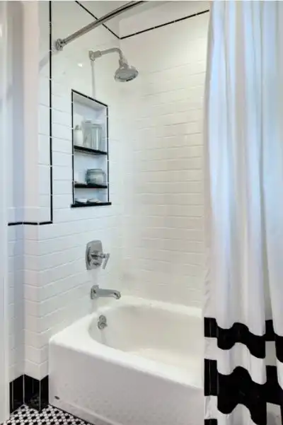 Modern Black and White Shower Curtain