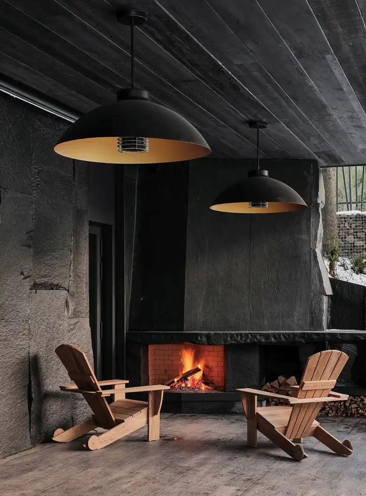 Modern Cabin Russian forest Hill House bottom outdoor fireplace