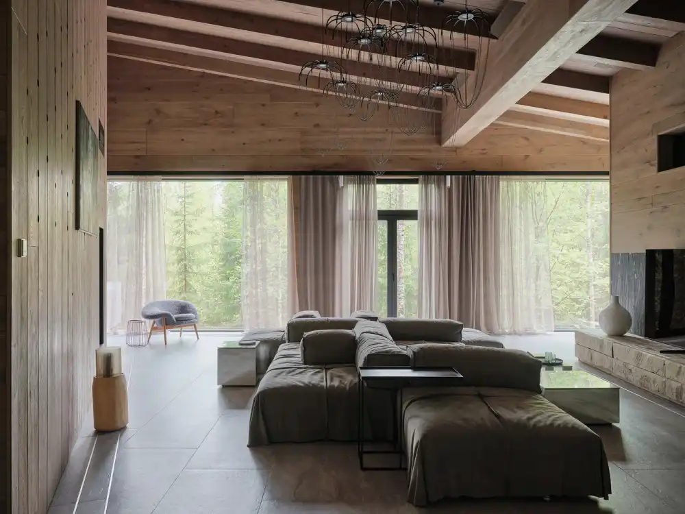 Modern Cabin Russian forest Hill House large double seating sofa