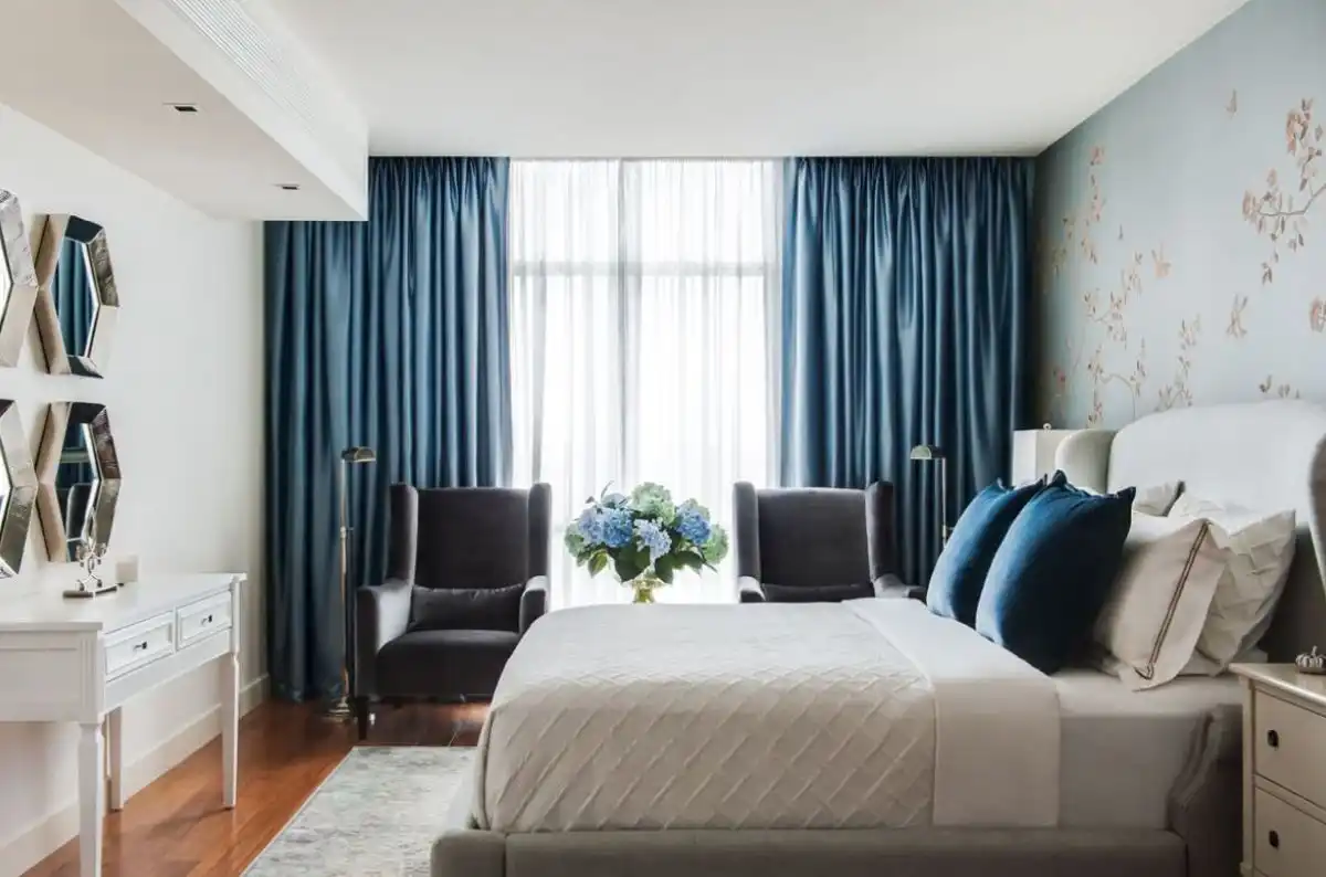 Modern Ceiling To Floor Bedroom Curtains