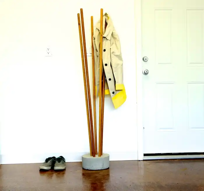 Modern Concrete and Broomstick Coat Tree