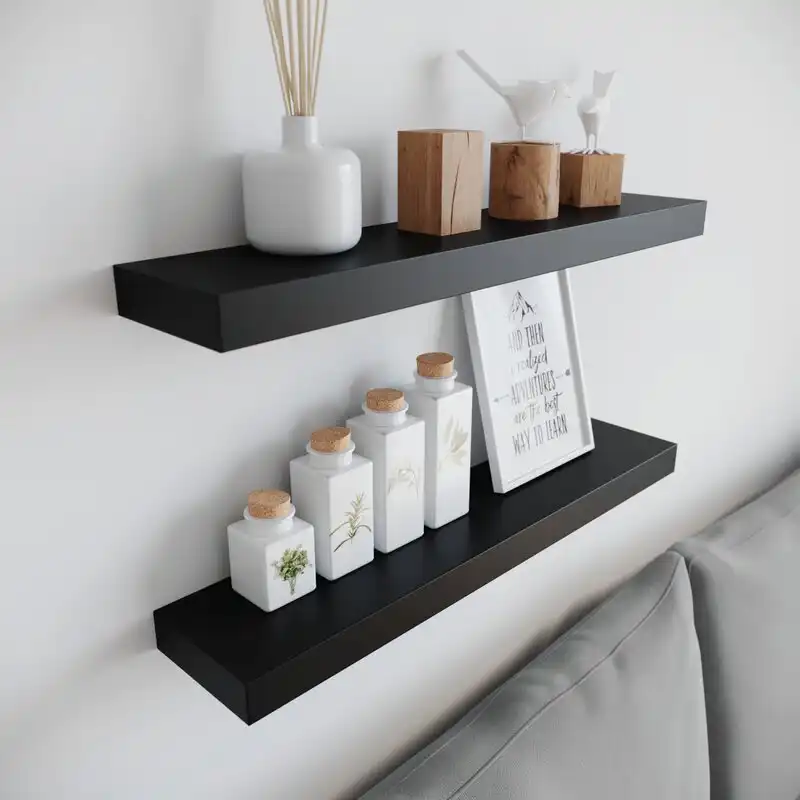 Modern Floating 2 Piece Wall Shelf Set