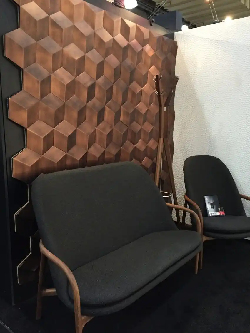 Modern High back Sofa with a wood 3D wall