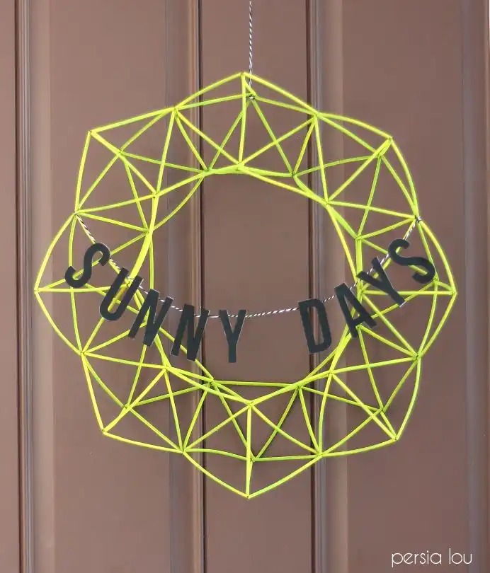 Modern Wire Green Wreath for Summer Front Door