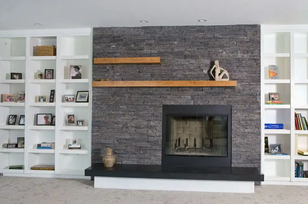 Modern and chic built in shelves for living room
