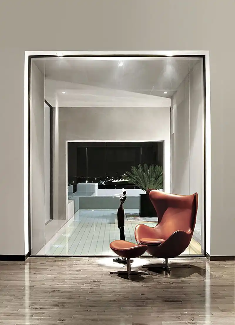 Modern brown leather egg chair