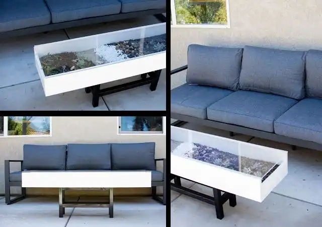 Modern coffee table with terrarium