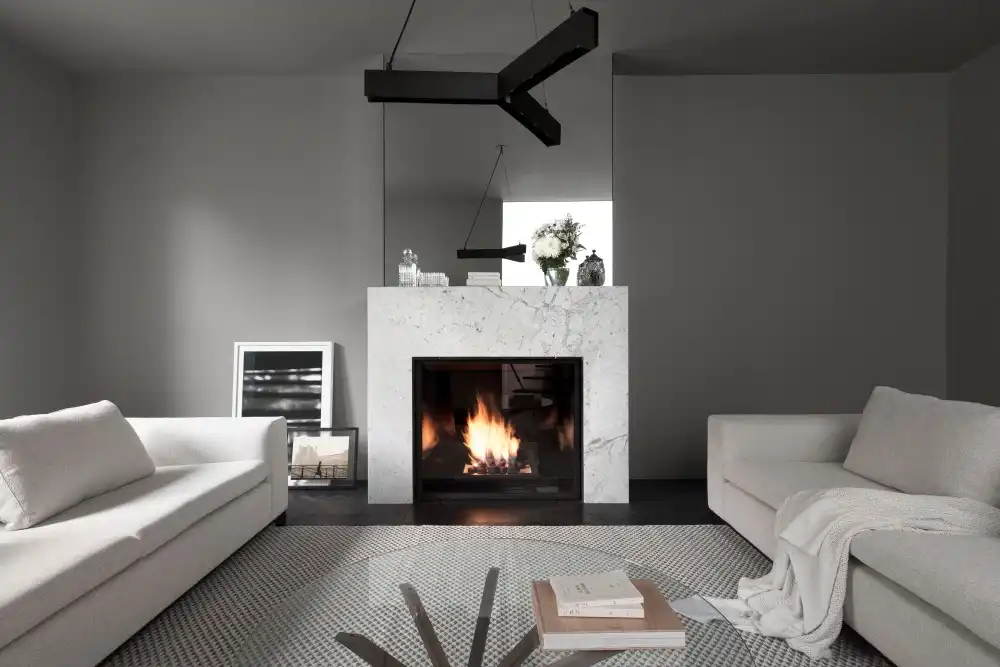 Fireplace With a Marble Surround