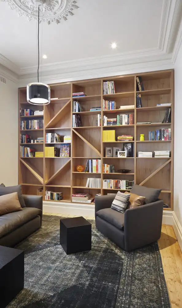 Modern home library Hawthorn House AM Architecture