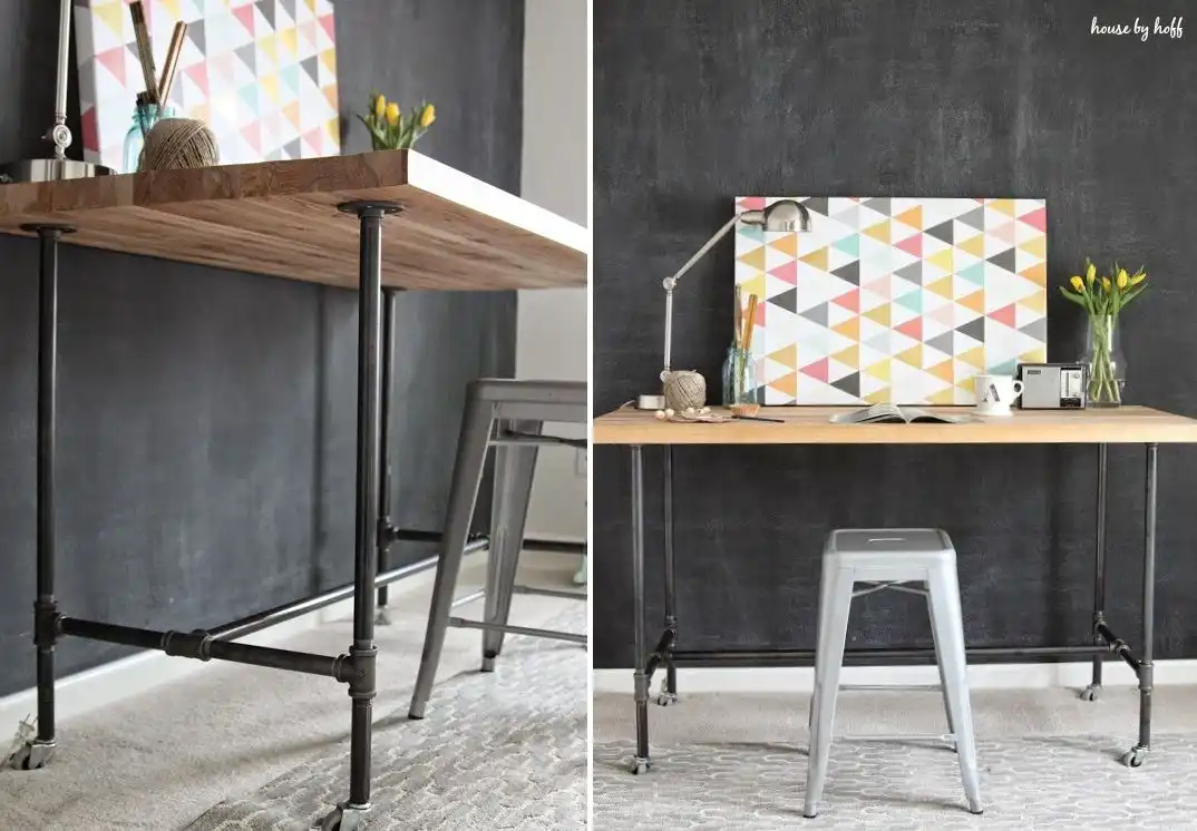Modern industrial pipes desk