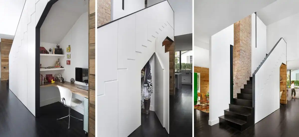Modern interior design with staircase space saving