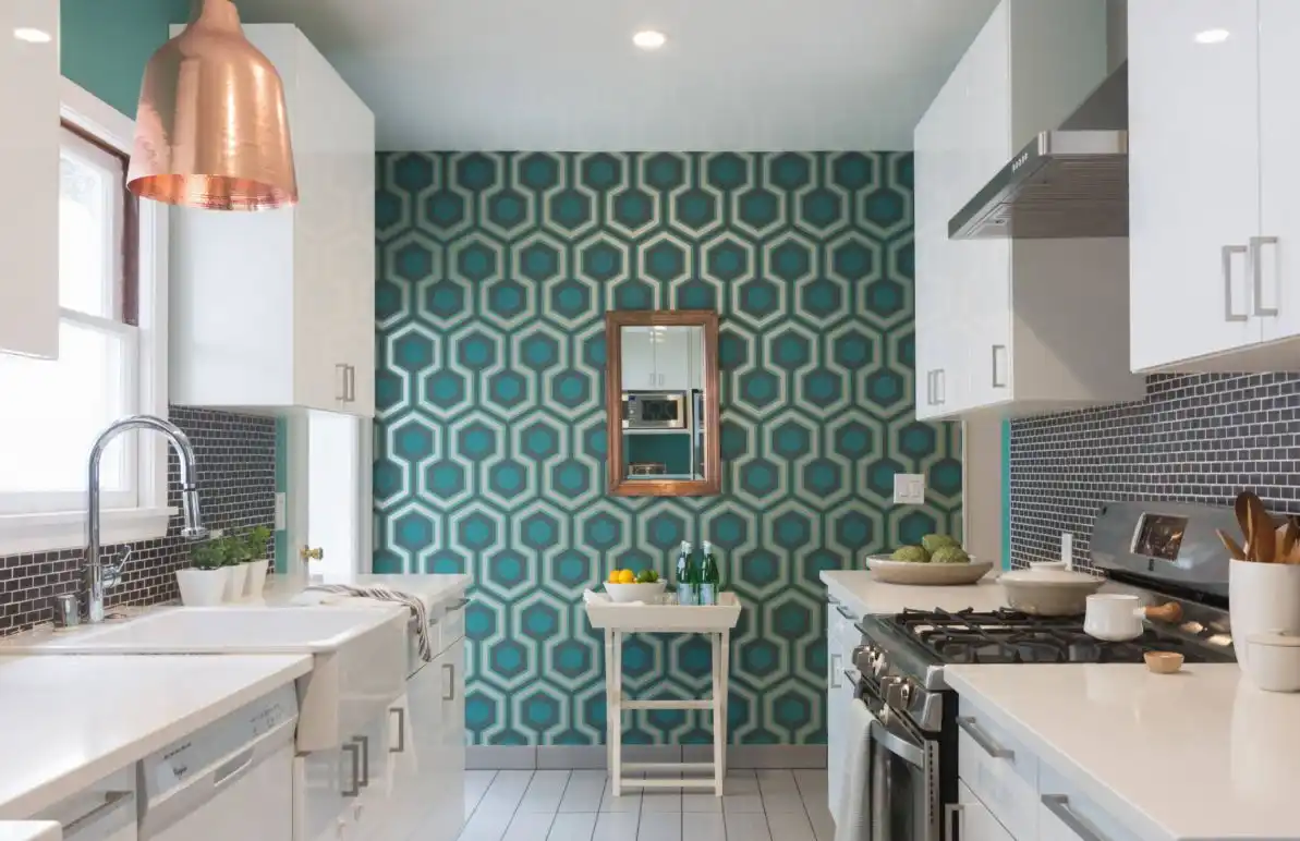 Modern kitchen wallpaper geometric design