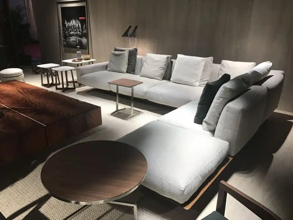Modern living room decor with grey seating
