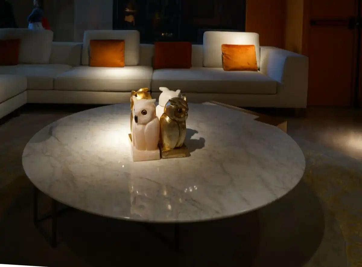 Modern owl sculptures