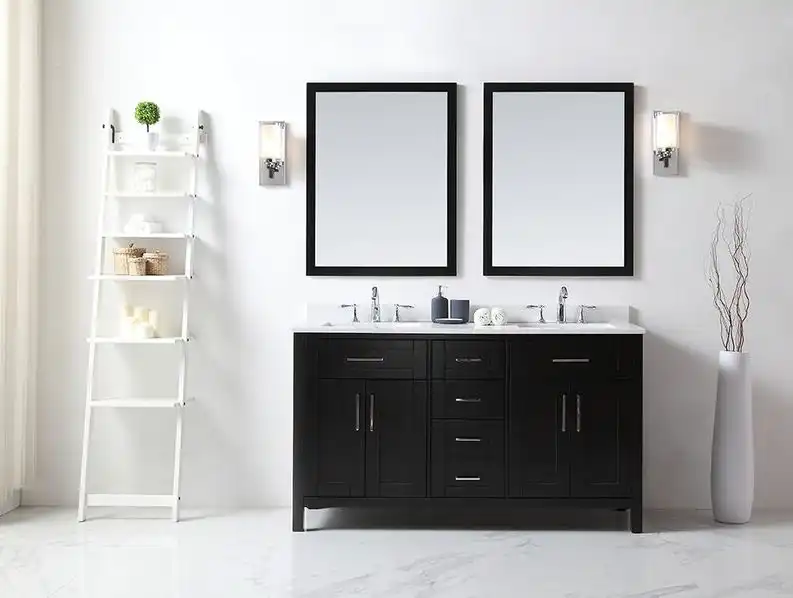 Modern vanity with a double sink top